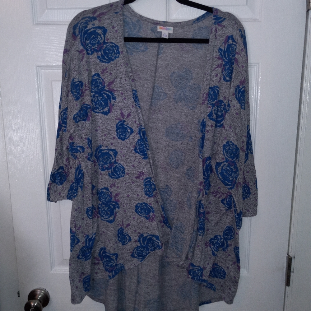 LuLaRoe Large Rose Lindsey Kimono